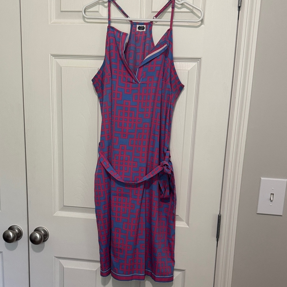 Mud Pie Pink and Blue Geometric Dress